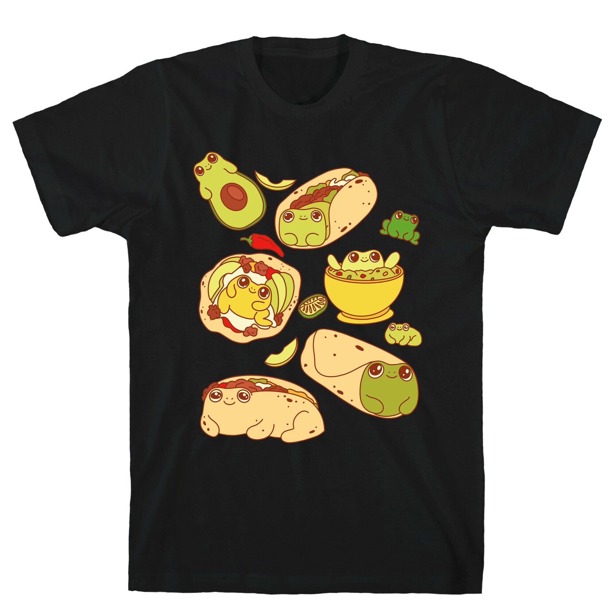 Mexican Food Frogs Pattern T-Shirt
